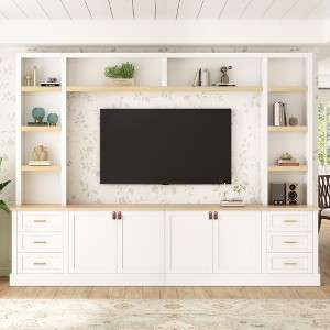 Bella Depot 102.3"W Farmhouse Entertainment Center Wall Unit TV Stand with Bookshelves for TVs Up to 75" - 1 of 4