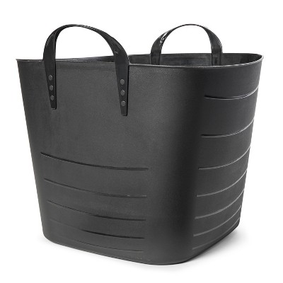 Life Story Flexible Tub Basket 25 Liter/6.6 Gallon Plastic Multifunction Storage Tote Bin with Handles, Black (12 Pack)
