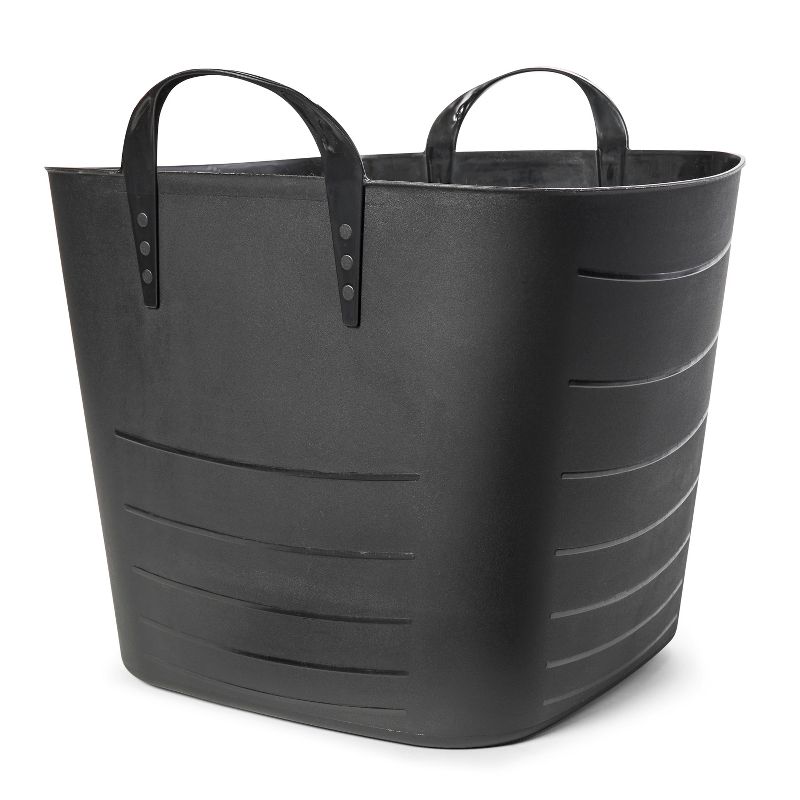 Life Story Flexible Tub Basket 25 Liter/6.6 Gallon Plastic Multifunction Storage Tote Bin with Handles, Black (12 Pack), 1 of 7