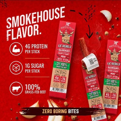 Righteous Felon Craft Jerky Lil Rebels OG Hickory Mini Beef High-Protein Snack Meat Sticks - 7oz/14ct