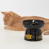 Dexypaws: Elevated Ceramic Cat Bowl, Black & Gold Fish, 7oz, Pet Feeding Dish - 2 of 4