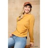 Slickblue Women's Soft Knit Mock Neck Top, Side Ruched Detail, Cozy Fit, Mango/Red Bean, Size S-L - 4 of 4