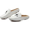 Santimon Men's Leather  Tassel Mules Slip on Outdoor Shoes Casual Open Back Loafers White - 3 of 4