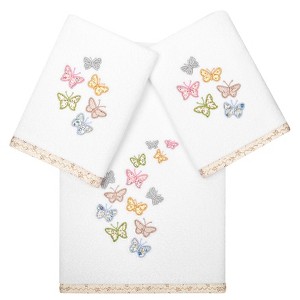 Linum Home Textiles 100% Turkish Cotton MARIPOSA Embellished Towel Set - 1 of 4
