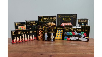 Solid Wood Mancala Game with Multicolored Stones