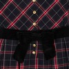 Hope & Henry Girls' Organic Stretch Poplin Peter Pan Collar Dress with Velveteen, Black Ballet Plaid, 4 - 4 of 4