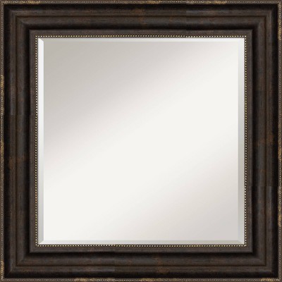 Amanti Art 26"x26" Beveled Stately Bronze Wall Mirror : Modern Square, No Assembly, Polystyrene Frame