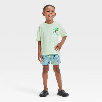 Toddler Boys' 2pc Bluey Hooray Sunshine T-Shirt & Shorts Set - Green 3T