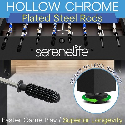 SereneLife 48" Black Wood Foosball Table with Chrome Rods