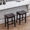 Furniture,Counter Height 29" Bar Stools for Kitchen Counter Backless Faux Leather Stools Farmhouse Island Chairs (29 Inch, Black, Set of 2) - 2 of 4