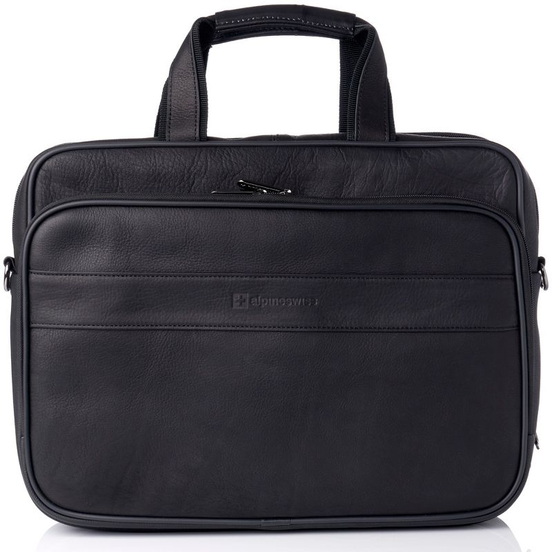 Alpine Swiss Messenger Bag Colombian Leather 15.6” Laptop Briefcase Portfolio, 1 of 11