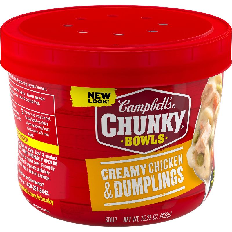 Campbell&#39;s Chunky Creamy Chicken &#38; Dumplings Soup Microwaveable Bowl - 15.25oz, 4 of 8