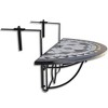 vidaXL Hanging Balcony Table Black and White Mosaic - 3 of 4
