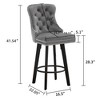 TOAOTBNBO Upholstered Swivel Bar Stools with Metal Pull Ring, Tall Bar Chairs with Large Backrest, Velvet Barstools for Kitchen Island - 3 of 4
