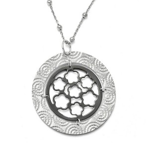 Black Bow Jewelry Two Tone Large Circle Medallion Necklace in Sterling Silver, 17 Inch - 1 of 4