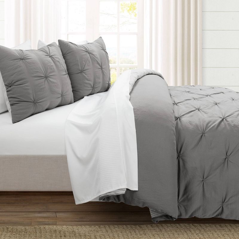 Ravello Pintuck BIAB Soft Reversible Printed Comforter with Sheet Set - Lush Décor, 3 of 8