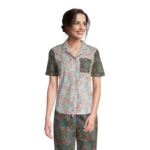 Lands' End Women's Short Sleeve Cotton Poplin Pajama Shirt : Target