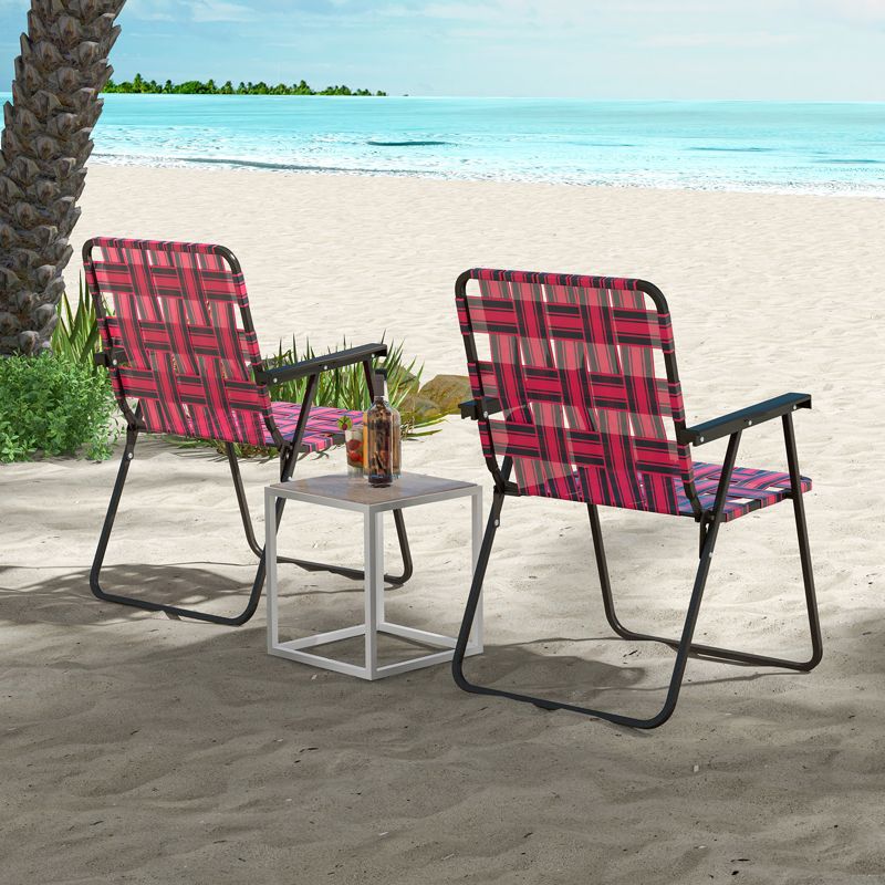 Costway 2/4/6 PCS Folding Beach Chair Camping Lawn Webbing Chair Lightweight 1 Position Red, 2 of 10