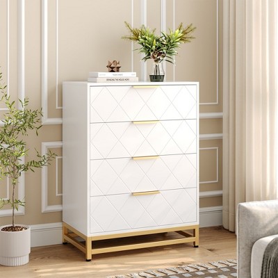 Whizmax Dresser for Bedroom with 4 Drawer, TV Stand Dressers Chest of Drawers for Living Room Hallway Entryway
