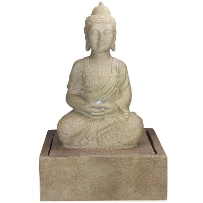 Northlight 28" Prelit LED Praying Buddha Outdoor Patio Garden Water Fountain - Ivory