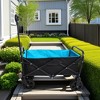FURNIinspire Wheelbarrows And Lawn Carts Outdoor Mini Folding Wagon Garden Shopping Beach Cart, Lawn Cart With Handle, Black And Blue, 30“*15"*36" - 2 of 4