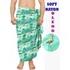 HAPPY BAY Men's Holiday Pareo Standard Swimsuits Elegant Vacation Summer Sarong Swimwear Long Swim Beach Wrap for Men One Size Blue, flamingo - 2 of 4
