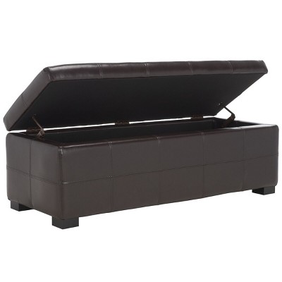 Large Brown Birch Tufted Storage Bench with Hinged Top