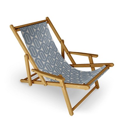 Holli Zollinger FOLKSONG LINEN Sling Chair - Blue - Deny Designs: Artist-Designed, Wood Composite Frame, Spot Clean