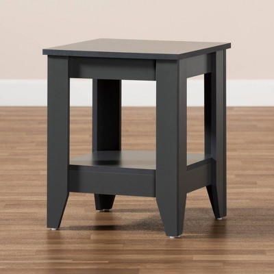 Audra Compact Square Grey Wood End Table with Shelf