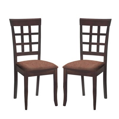 Simple Relax Set of 2 Upholstered Side Chairs with Tapered Legs in Espresso and Dark Brown