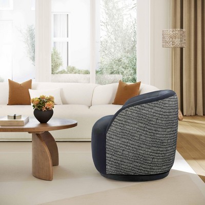 Handcrafted Black Velvet Swivel Barrel Chair