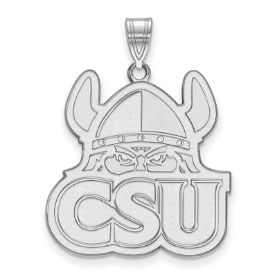Black Bow Jewelry 14k White Gold Cleveland State Vikings NCAA Extra Large Pendant