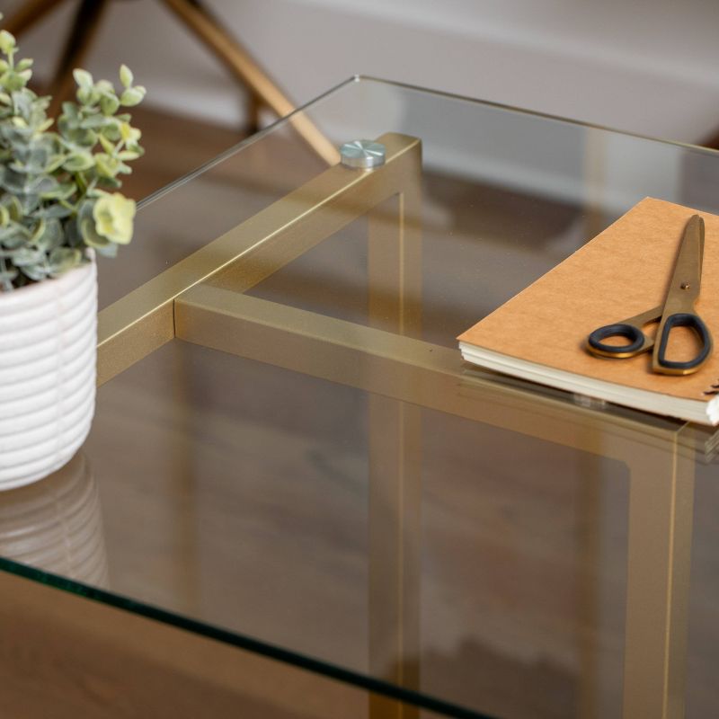 Home Office Glass Top Desk - Martha Stewart, 3 of 10