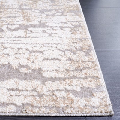 Ivory Abstract Hand-knotted Square Synthetic Area Rug