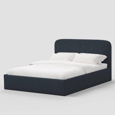 Full Rounded Corner Low Platform Bed in Linen Navy - Threshold™