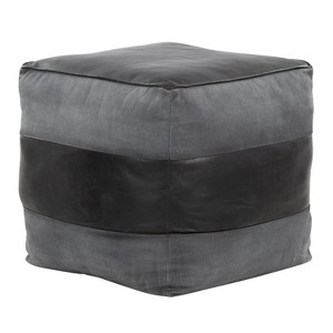 Sapphtopaz Modern leather Ottoman with Splicing Design Upholstered Multi-Purpose Pouf with Recycled Cotton Fill Footstool for Living Room,Bedroom - 1 of 4