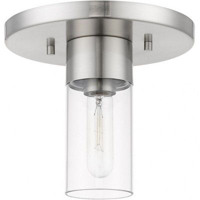 Carson Brushed Nickel 8.25" Clear Glass Indoor/Outdoor Flush Mount Light