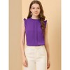 INSPIRE CHIC Women's Ruffled Curved Hem Business Office Vintage Sleeveless Blouse - 2 of 4