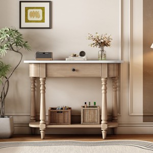 36"Wx30"H Solid Wood Vintage Style Console Table With Top Drawer And Open Lower Shelf,Console Table Entryway Narrow - Maison Boucle - 1 of 4