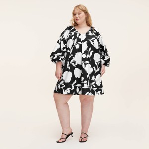 Women's Classic Rose Poplin Long Sleeve Mini Dress - kate spade new york x Target Black/Cream - 1 of 4