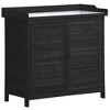 ORRD 39” Outdoor Potting Bench, Rustic Wooden Garden Workstation with Storage Cabinet, 2 Shelves & Side Hooks, Black - 4 of 4