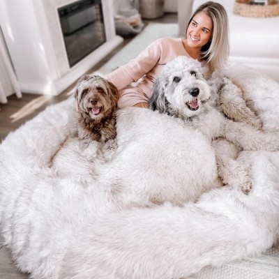 PAW BRANDS PupCloud Human-Size Faux Fur Memory Foam Dog Bed