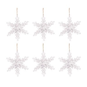 NAYSAYE Party Decoration and Accessories Set of 6 Iron Snowflake Hanging Ornament for Holiday Celebration and Christmas, White, 6.3"*1.8"*6.7" - 1 of 4