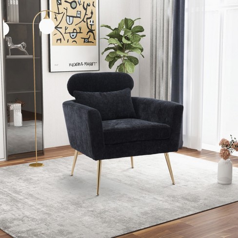 Accent chair with discount black metal legs