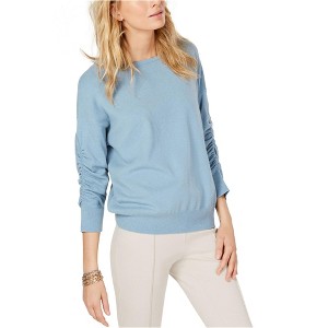 I.N.C International Concepts Womens Ruched-Sleeve Knit Sweater, Blue, X-Large - 1 of 1
