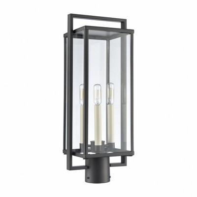 Gladwyn Matte Black 3-Light Outdoor Post Lantern with Clear Glass