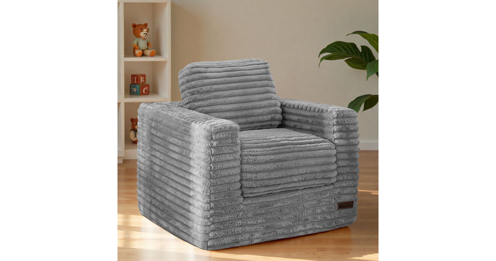 MAXYOYO Kids Bean Bag Chair, Comfy Faux Fur Bean Bag Sofa with Filler, Lazy Floor Chair Couch for Boys and Girls