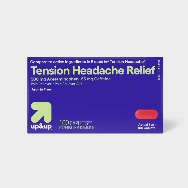 Acetaminophen Tension Headache Coated Caplets- 100ct - up &#38; up&#8482;, 1 of 7