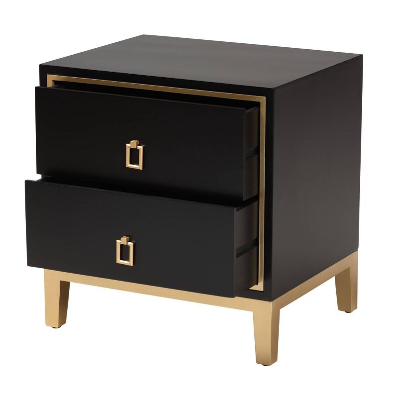 Donald Wood and Metal 2 Drawer End Table - Baxton Studio, 4 of 12