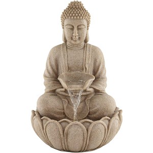 John Timberland Sitting Buddha Zen Outdoor Water Fountain with LED Light 22" for Yard Garden Patio Home Deck Porch Exterior Balcony Meditation - 1 of 4